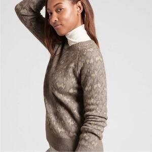Athleta Merino Wool blend Cheetah animal print sweater